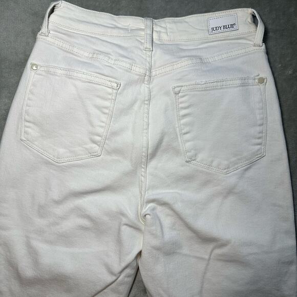 Judy Blue Wide Leg Crop Jeans Women Size 27 White Denim Button Fly Stretch 27x23 - Picture 5 of 13